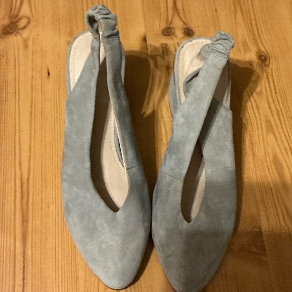 Caslon Women's Suede Slingback Flats in Light Blue Sz 9.5